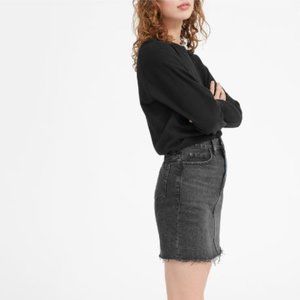 The Denim Skirt in Wash Black (Size 27)
